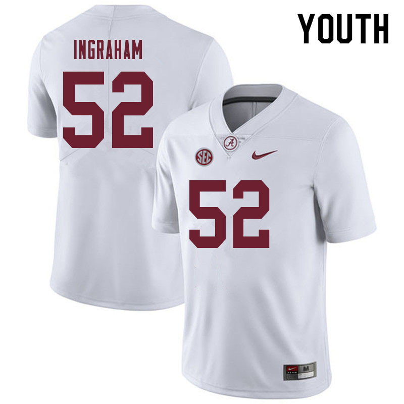 Alabama Crimson Tide Youth Braylen Ingraham #52 White NCAA Nike Authentic Stitched 2019 College Football Jersey OD16O50BN